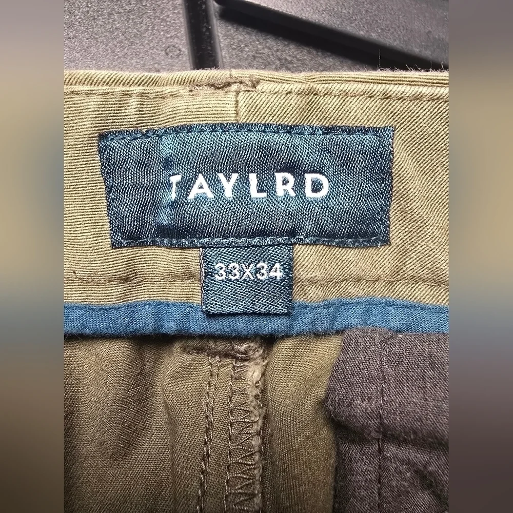 Taylrd Tech Chino Pants Taylrd Fit Olive Green Men's Size 33 X 34